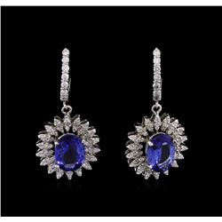 14KT White Gold 4.08ctw Tanzanite and Diamond Earrings