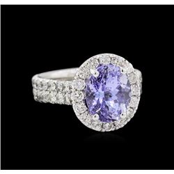 3.57ct Tanzanite and Diamond Ring - 14KT White Gold