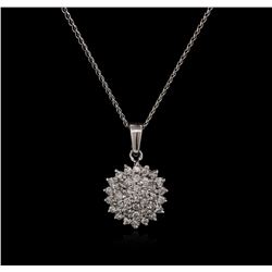 0.55ctw Diamond Pendant With Chain - 14KT White Gold