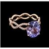 Image 1 : 3.02ct Tanzanite and Diamond Ring - 14KT Rose Gold