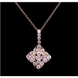 1.75ctw Diamond Pendant With Chain - 14KT Rose Gold