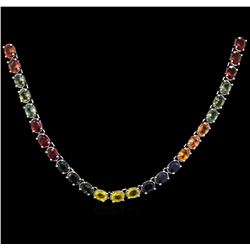 33.90ctw Multi Color Sapphire Necklace - 14KT White Gold