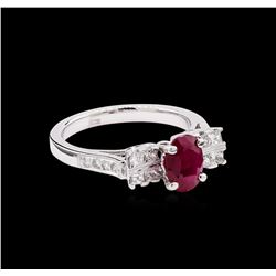 1.52ct Ruby and Diamond Ring - 18KT White Gold