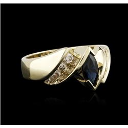 14KT Yellow Gold 0.55ct Sapphire and Diamond Ring