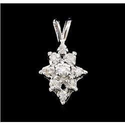 0.10ctw Diamond Cluster Flower Pendant - 14KT White Gold