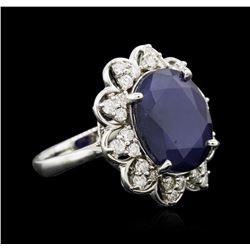 14KT White Gold 10.12ct Sapphire and Diamond Ring