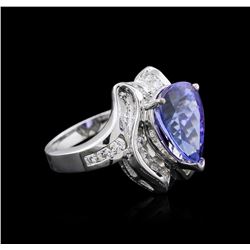 14KT White Gold 4.58ct Tanzanite and Diamond Ring