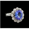 Image 1 : 4.55ct Tanzanite and Diamond Ring - 14KT White Gold