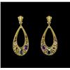 Image 1 : 21.70ctw Multi Gemstone and Diamond Earrings - 18KT Yellow Gold