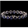 Image 2 : 29.83ctw Blue Sapphire and Diamond Bracelet - 14KT White Gold