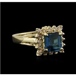 14KT Yellow Gold 2.35ctw Topaz and Diamond Ring