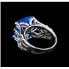 Image 3 : 10.18ct Blue Topaz and Diamond Ring - 18KT White Gold