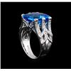 Image 4 : 10.18ct Blue Topaz and Diamond Ring - 18KT White Gold