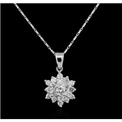 14KT White Gold 1.20ctw Diamond Pendant With Chain