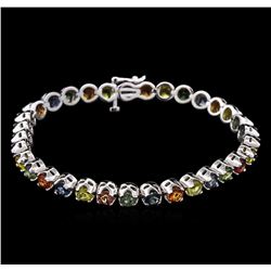 10.58ctw Multi Color Sapphire Bracelet - 14KT White Gold