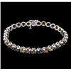 Image 1 : 10.58ctw Multi Color Sapphire Bracelet - 14KT White Gold