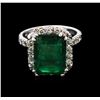 Image 2 : 4.80ct Emerald and Diamond Ring - 14KT White Gold