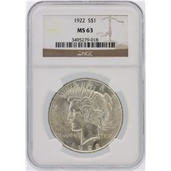 1922 NGC MS63 Peace Silver Dollar