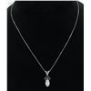 Image 6 : 0.70ct Diamond and Sapphire Pendant With Chain - 14KT White Gold