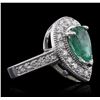 Image 2 : 14KT White Gold 2.12ct Emerald and Diamond Ring