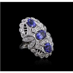 14KT White Gold 3.96ctw Tanzanite and Diamond Ring