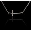 Image 1 : 14KT White Gold 0.13ctw Diamond Pendant With Chain