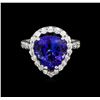 Image 2 : 6.04ct Tanzanite and Diamond Ring - 14KT White Gold