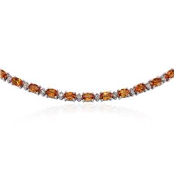 14KT White Gold 14.30ctw Orange Sapphire and Diamond Necklace