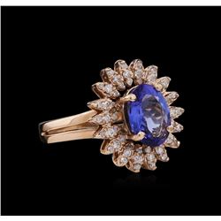 14KT Rose Gold 2.09ct Tanzanite and Diamond Ring