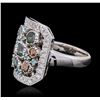 Image 1 : 14KT White Gold 1.21ctw Alexandrite, Paraiba and Diamond Ring