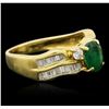 Image 2 : 18KT Yellow Gold 0.55ct Emerald and Diamond Ring