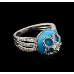 18KT White Gold Turquoise and Diamond Ring