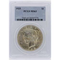 1925 PCGS MS63 Peace Silver Dollar