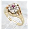 Image 4 : 0.07ct Ruby and Diamond Ring - 14KT Yellow Gold