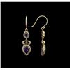 Image 2 : 2.61ctw Amethyst and Diamond Earrings - 18KT Yellow Gold