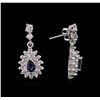 Image 2 : 14KT White Gold 1.16ctw Sapphire and Diamond Earrings