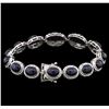 Image 2 : 35.86ctw Sapphire and Diamond Bracelet - 14KT White Gold