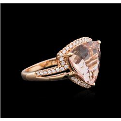 14KT Rose Gold 7.68ct Morganite and Diamond Ring