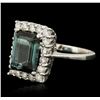 Image 1 : 14KT White Gold 4.30ct Tourmaline and Diamond Ring