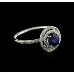 14KT White Gold 0.97ct Sapphire and Diamond Ring