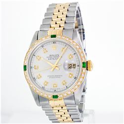 Rolex 14KT Two-Tone Emerald And Diamond DateJust Men's Watch