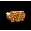 Image 1 : 4.00ctw Orange Sapphire and Diamond Ring - 14KT Yellow Gold