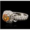 Image 1 : 14KT White Gold 1.24ct Yellow Sapphire and Diamond Ring