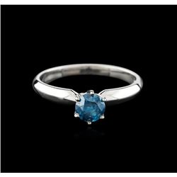 14KT White Gold 0.68ct Round Cut Fancy Blue Diamond Solitaire Ring