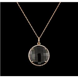 15.00ct Smokey Quartz and Diamond Pendant With Chain - 14KT Rose Gold
