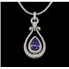 Image 3 : 14KT Two-Tone Gold 5.73ct Tanzanite and Diamond Pendant With Chain