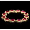 Image 1 : 26.51ctw Ruby and Diamond Bracelet - 14KT Yellow Gold