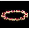 Image 2 : 26.51ctw Ruby and Diamond Bracelet - 14KT Yellow Gold