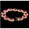 Image 3 : 26.51ctw Ruby and Diamond Bracelet - 14KT Yellow Gold