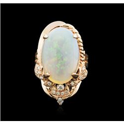 14KT Rose Gold 10.21ct Opal and Diamond Ring